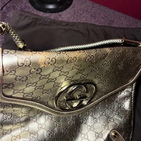 Gucci Britt Tassel Flap Bag Guccissima Metallic Gold w Tassel, dust bag and box - Picture 16 of 16